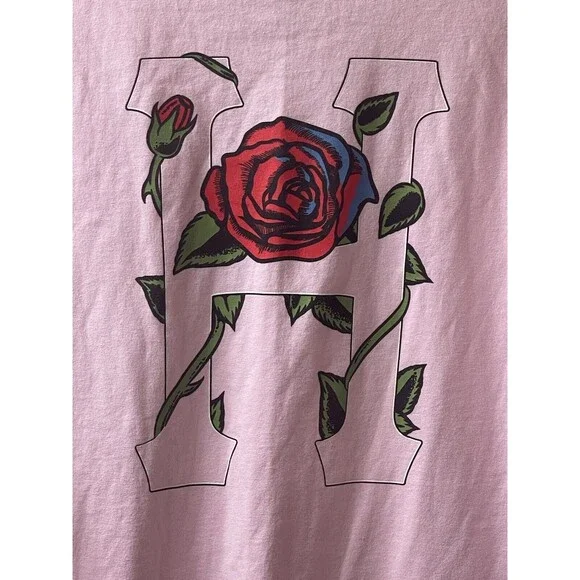 NEW HUF WORLDWIDE Pink with Rose Graphic T Shirt SIZE Large - Picture 8 of 12